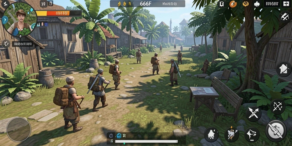 Tampilan gameplay mendebarkan dalam 666F yang menunjukkan interaksi karakter.