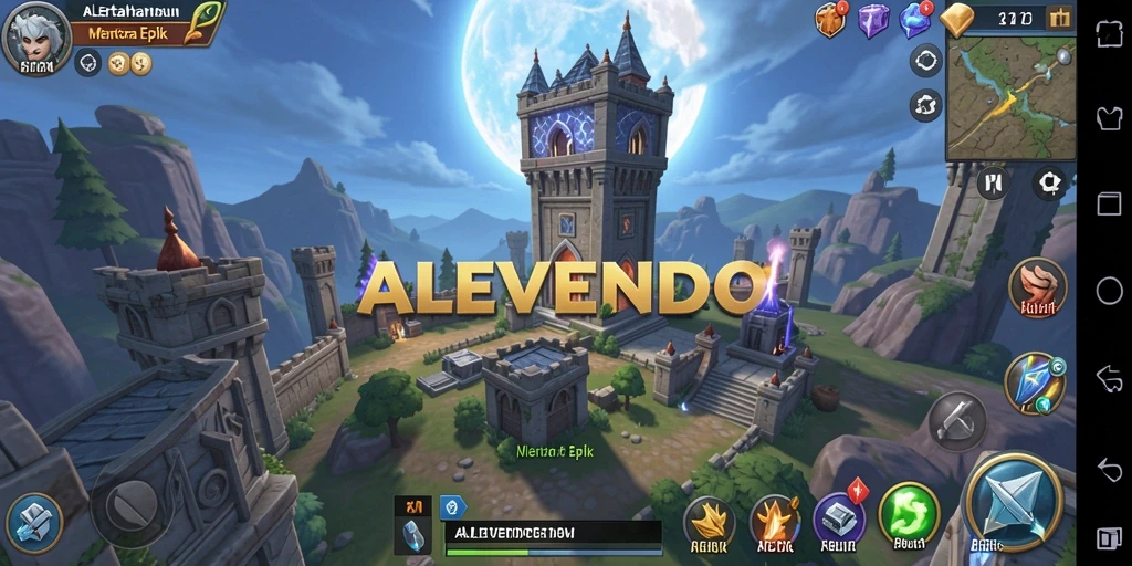 Screenshot ALEVENDO menampilkan pertarungan menara yang mendebarkan.