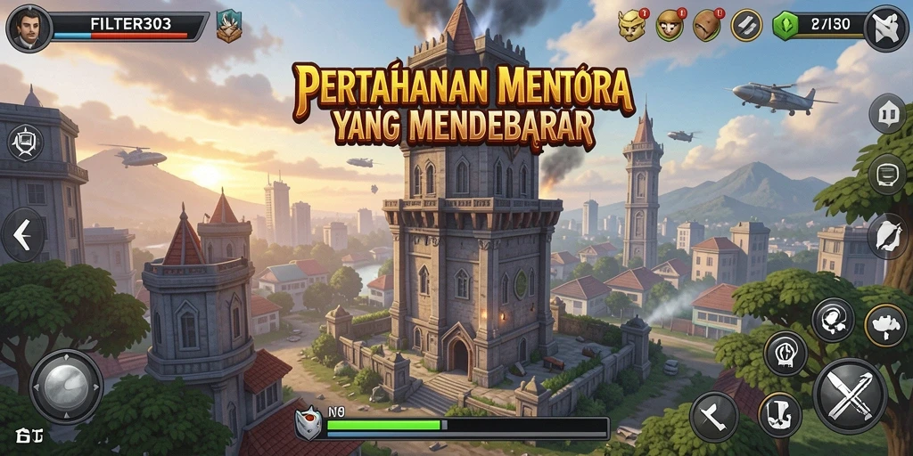 Tampilan gameplay FILTER303 yang seru dan penuh aksi Tower Defense.