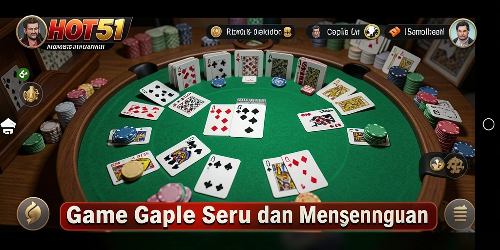 Screenshot gameplay HOT51 menampilkan pengalaman Gaple yang seru.
