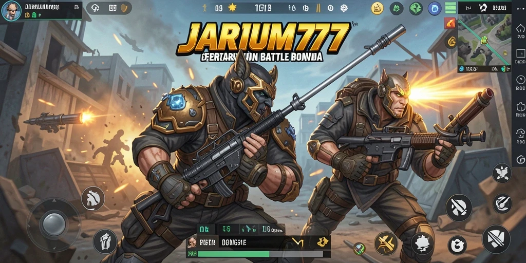 Tangkapan layar epic dari gameplay Battle Royale JARUM77.