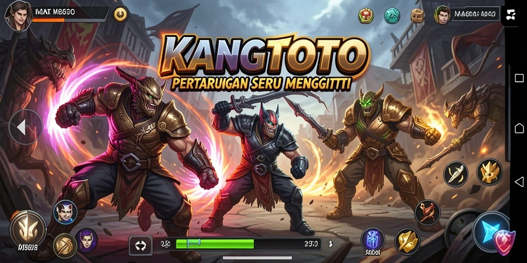 Screenshot KANGTOTO menampilkan pertarungan intens dengan efek visual menakjubkan.