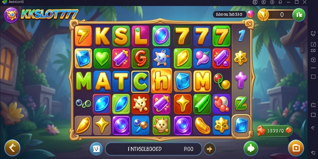 Tampilan gameplay KKSLOT777 dengan aksi Match-3 yang seru.
