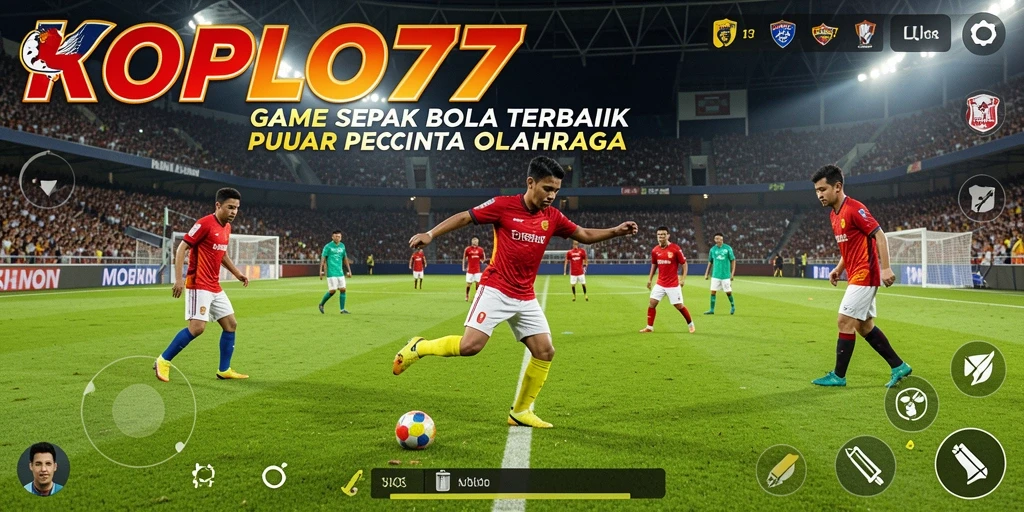 Gambaran gameplay menarik dalam KOPLO77, menampilkan aksi sepak bola mendebarkan.
