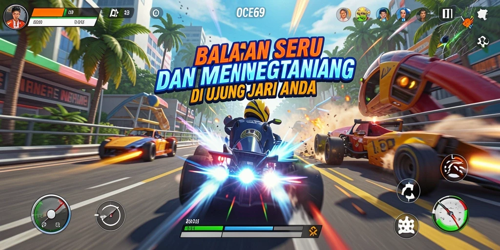 Tampilan gameplay balapan seru OCE69 dengan grafis yang menakjubkan.
