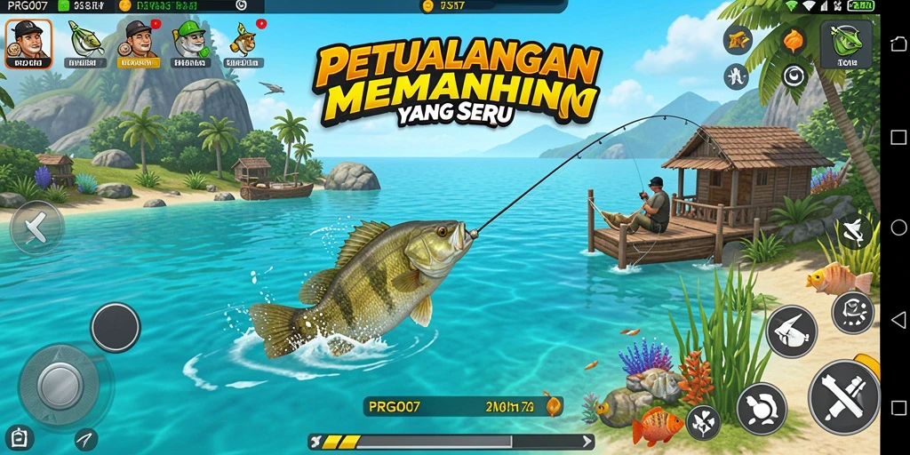 Gameplay seru PRG007 dengan berbagai lokasi memancing yang menakjubkan.