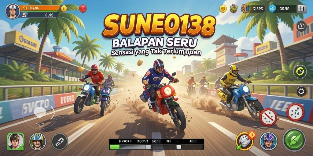Tampilan gameplay SUNEO138 yang mendebarkan saat balapan di trek menantang.